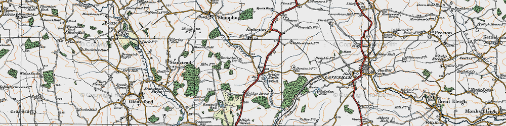 Old map of Lineage Wood in 1921