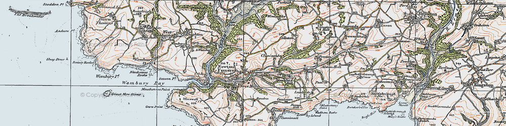 Old map of Bridgend in 1919