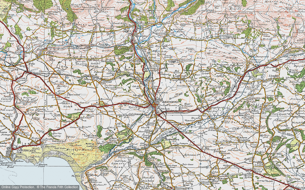 Old Map of Bridgend, 1922 in 1922