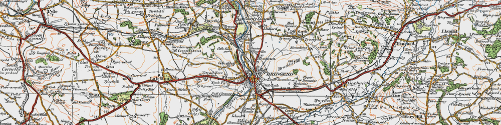 Old map of Bridgend in 1922