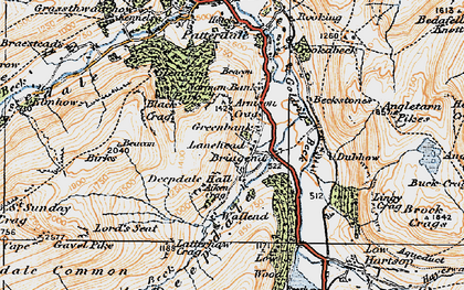 Old map of Aiken Crag in 1925
