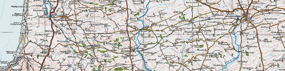 Old map of Bridgerule in 1919