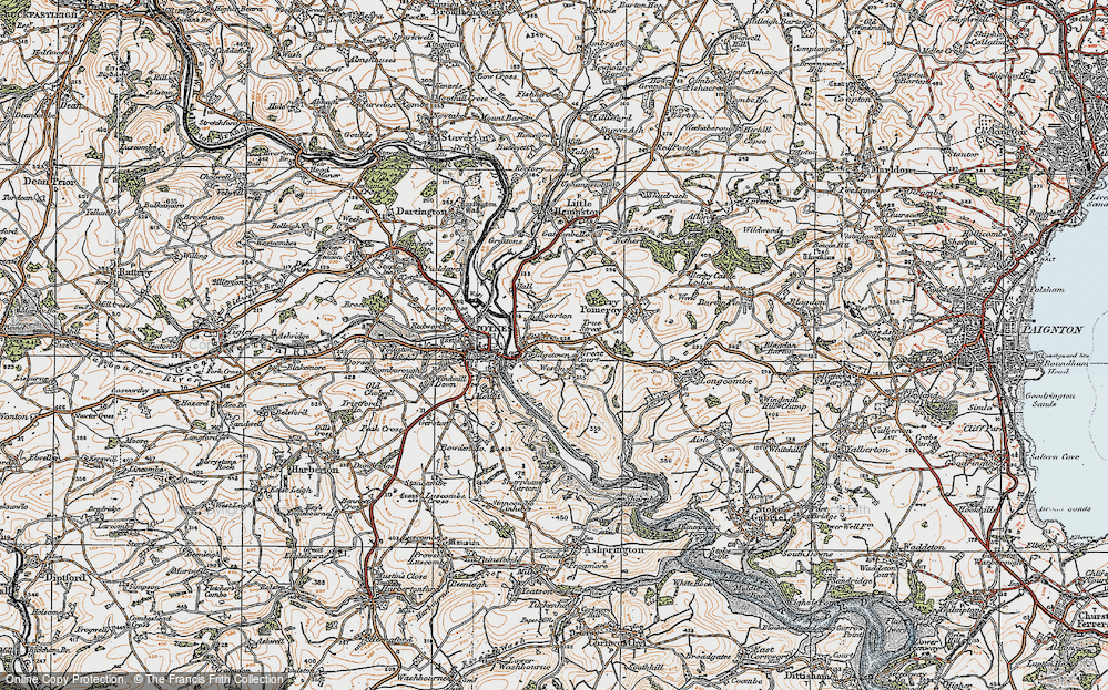 Old Map of Historic Map covering Bourton in 1919