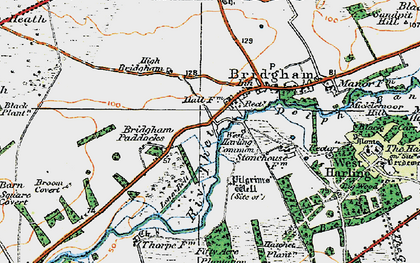 Old map of Bridgham Heath in 1920