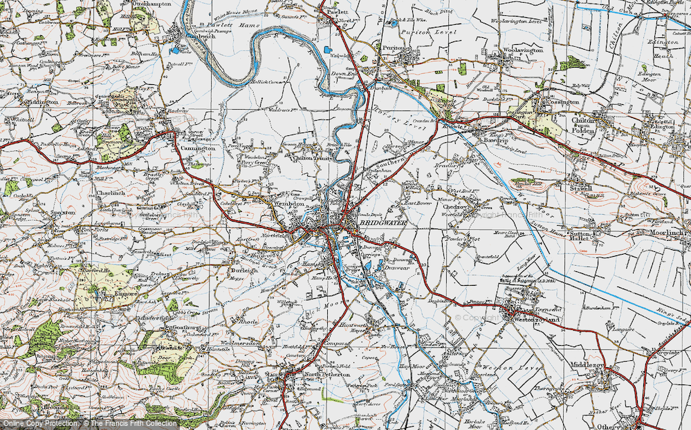 Old Map of Bridgwater, 1919 in 1919