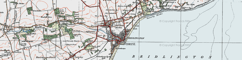 Old map of Bridlington in 1924