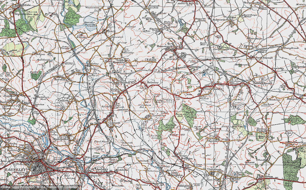Old Map of Historic Map covering Brierley Gap in 1924