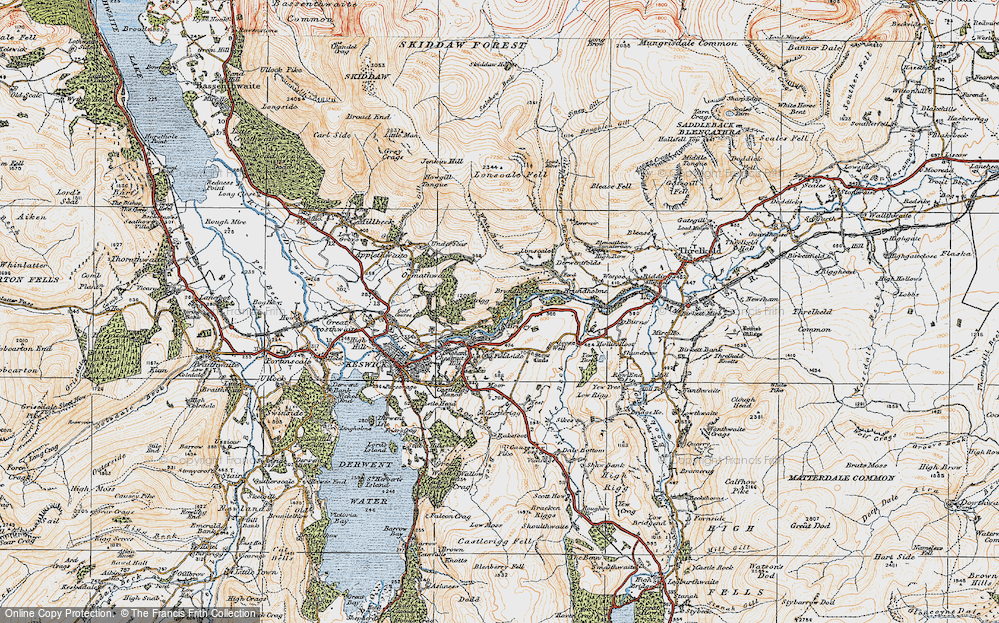 Old Map of Historic Map covering Brundholme in 1925