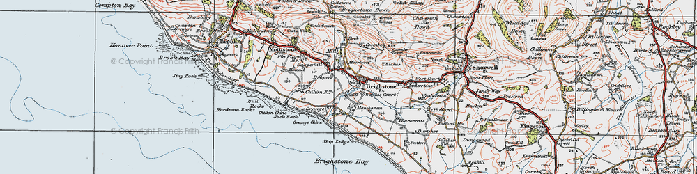 Old map of Brighstone in 1919