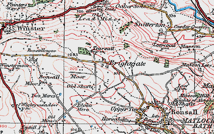 Old map of Bonsall Moor in 1923