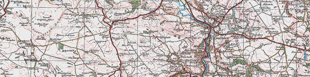 Old map of Bonsall Moor in 1923