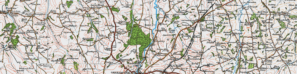 Old map of Abbeyford Woods in 1919