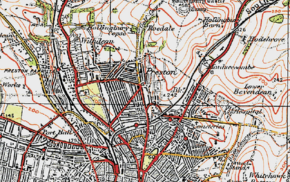 Old map of Brighton in 1920