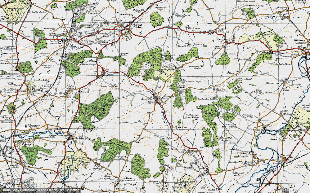 Old Map of Brigstock, 1920 in 1920
