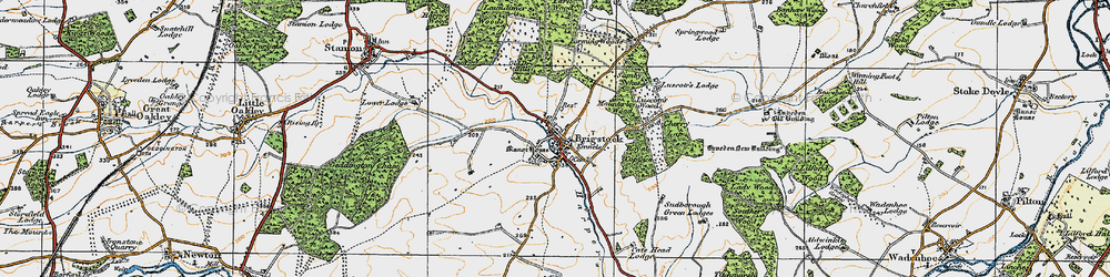 Old map of Brigstock in 1920