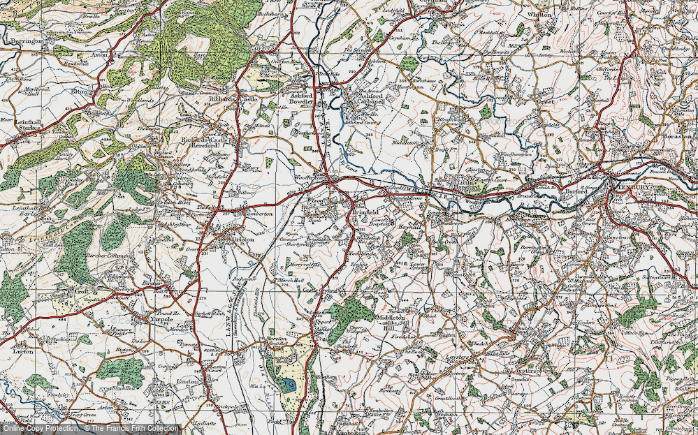 Old Map of Historic Map covering Tomlin's Hill in 1920