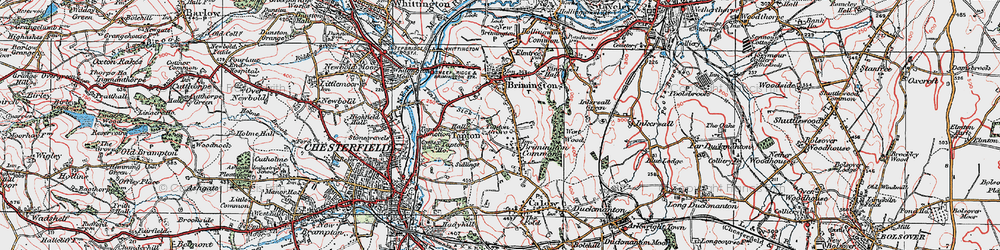 Old map of Brimington Common in 1923