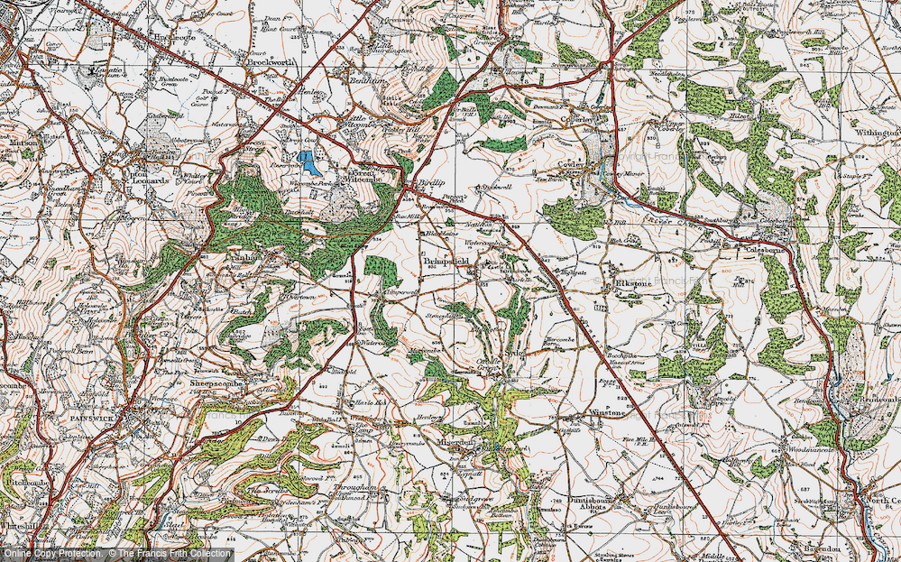 Old Map of Historic Map covering Brimpsfield Park in 1919
