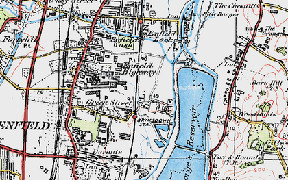 Old map of Lee Valley Park in 1920