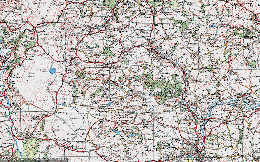 Old Map of Historic Map covering Peakley Hill in 1923