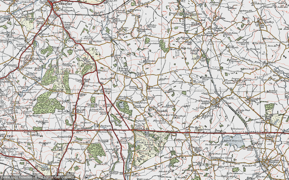 Old Map of Brineton, 1921 in 1921