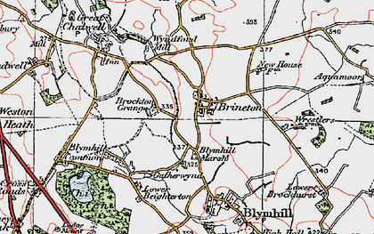 Old map of Brineton in 1921