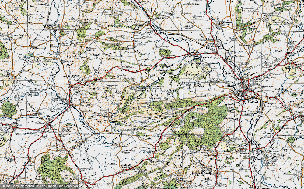 Old Map of Historic Map covering Bringewood in 1920