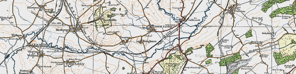 Old map of Bringhurst in 1920