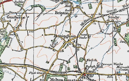 Old map of Briningham in 1921