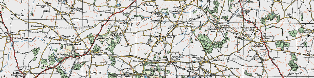 Old map of Briningham in 1921