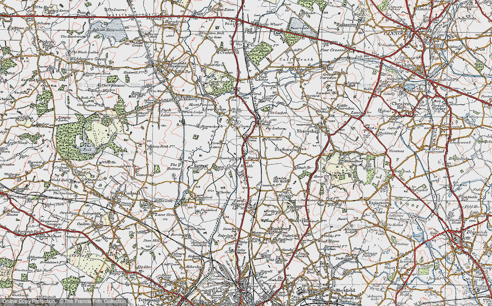 Old Map of Brinsford, 1921 in 1921