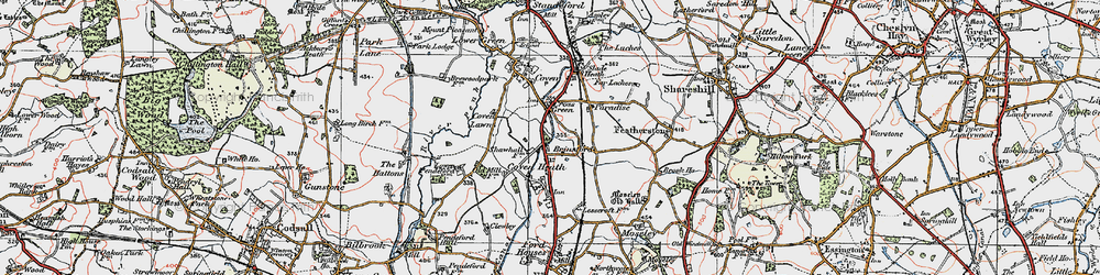 Old map of Brinsford in 1921