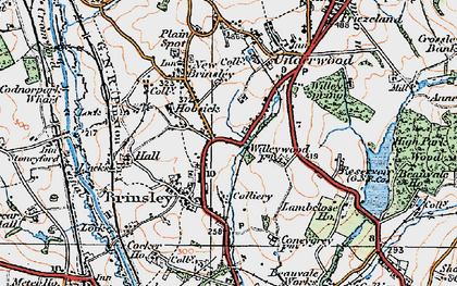Old map of Brinsley in 1921