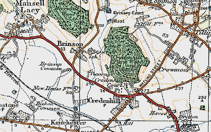 Old map of Brinsop Court in 1920