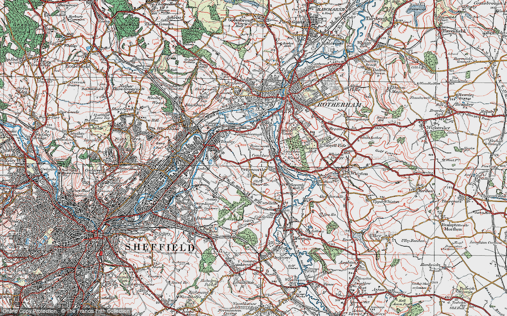 Old Map of Brinsworth, 1923 in 1923