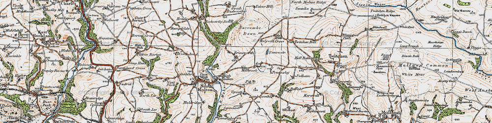 Old map of Brinsworthy in 1919