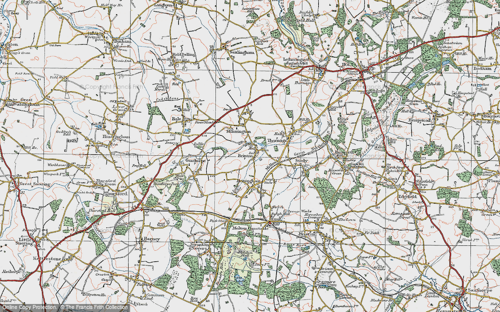 Old Map of Brinton, 1921 in 1921