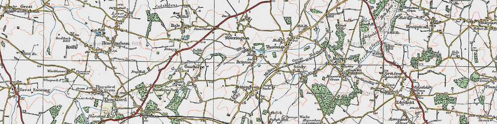 Old map of Brinton in 1921