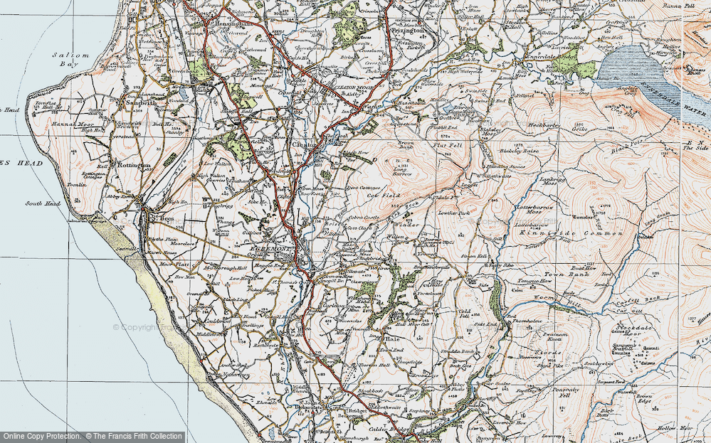 Old Map of Historic Map covering Black Beck in 1925