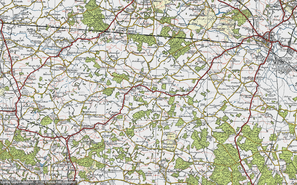 Old Map of Historic Map covering Bevenden in 1921