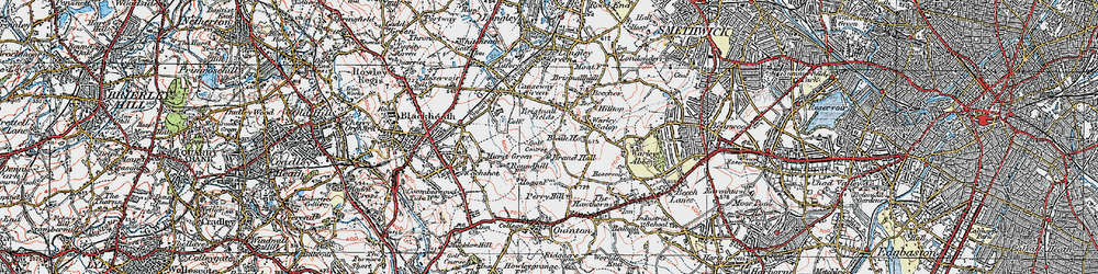 Old map of Bristnall Fields in 1921