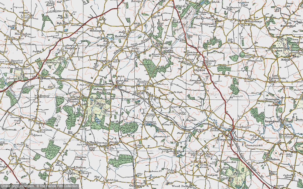 Old Map of Briston, 1921 in 1921