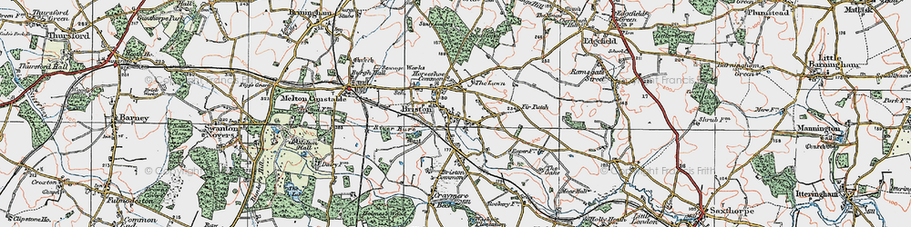 Old map of Briston Common in 1921