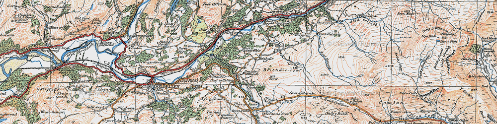 Old map of Afon Wnion in 1921