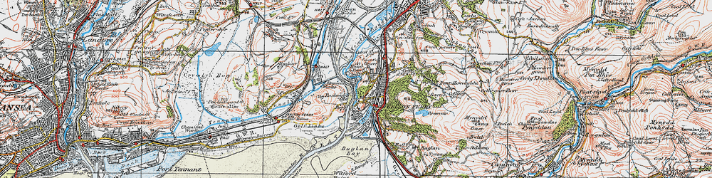Old map of Briton Ferry in 1923