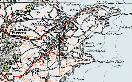Old map of Brixham in 1919
