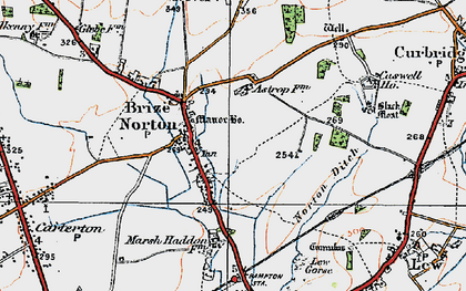 Old map of Brize Norton in 1919
