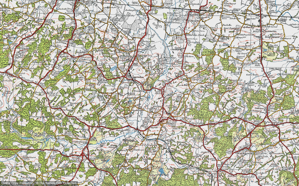 Old Map of Historic Map covering Brandfold in 1921