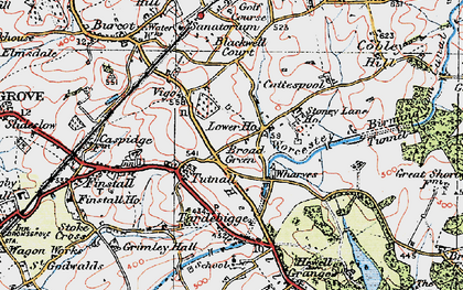 Old map of Broad Green in 1919