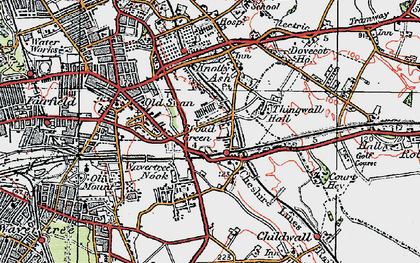 Old map of Broad Green in 1923